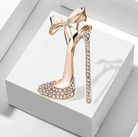 Fashion style diamond studded gradient bow high heels brooch women's suit jacket cardigan shawl accessories