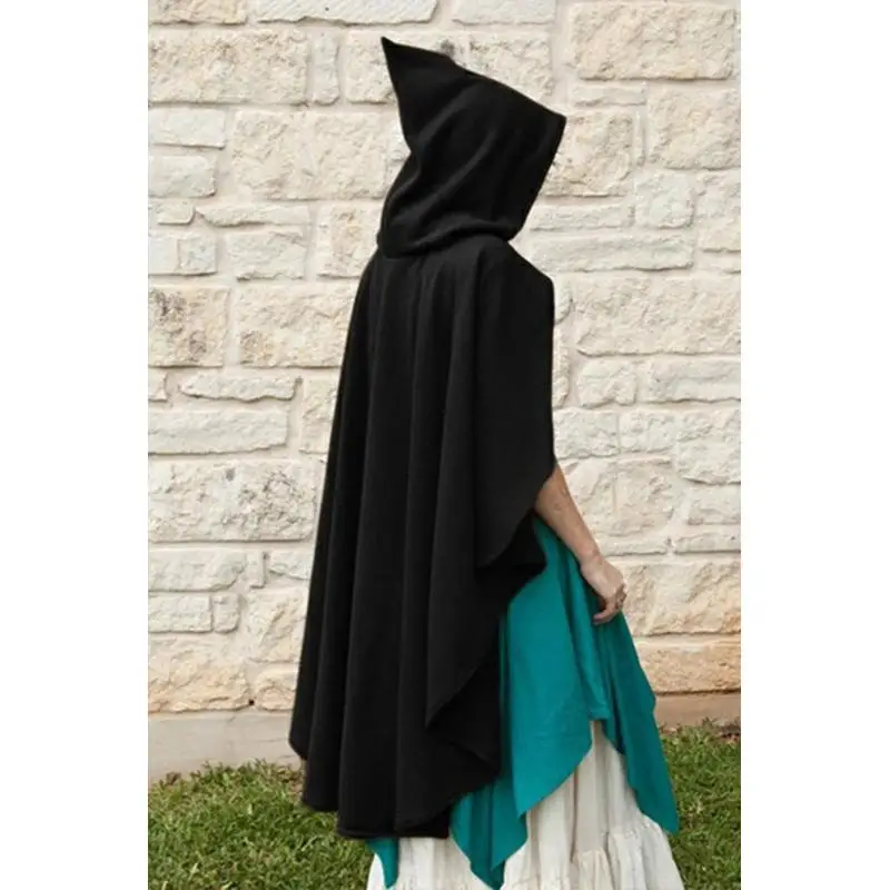 Mantello con cappuccio loween medievale Mantello Spettacolo teatrale drammatico COSPLAY Costume fotografico Dolce Sle Vestibilità ampia in poliestere