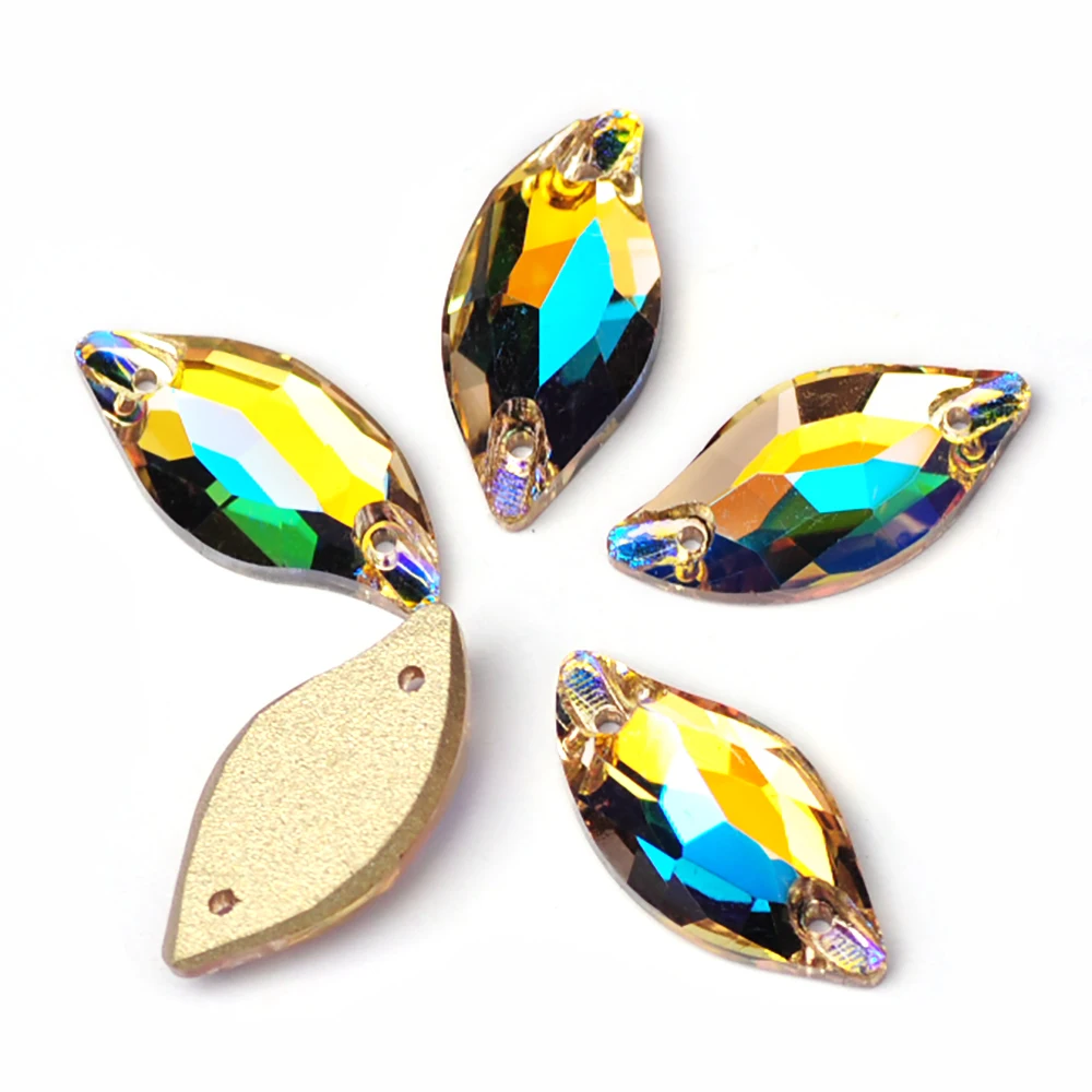 Pubrilex Abgeschrägte Strass-Mischformen zum Aufnähen für Kleider, Skateranzüge, Gymnastikbekleidung und Accessoires – New Paradise Shine – Detail 12