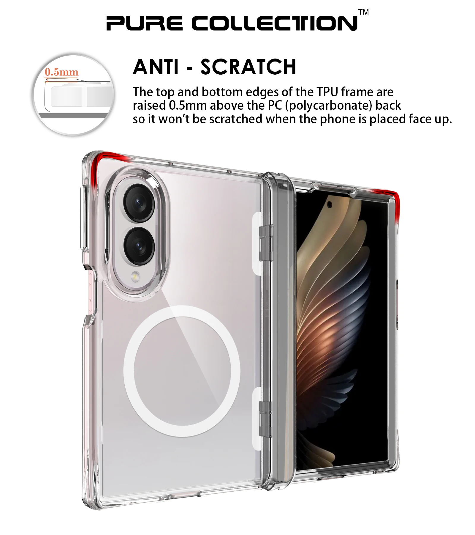 Wysokiej jakości przezroczyste etui z obsługą MagSafe do Samsung Galaxy Z Fold 8 Wide, magnetyczna osłona ochronna, bumper na Galaxy Z Fold 8 Wide. — zdjęcie produktu 3