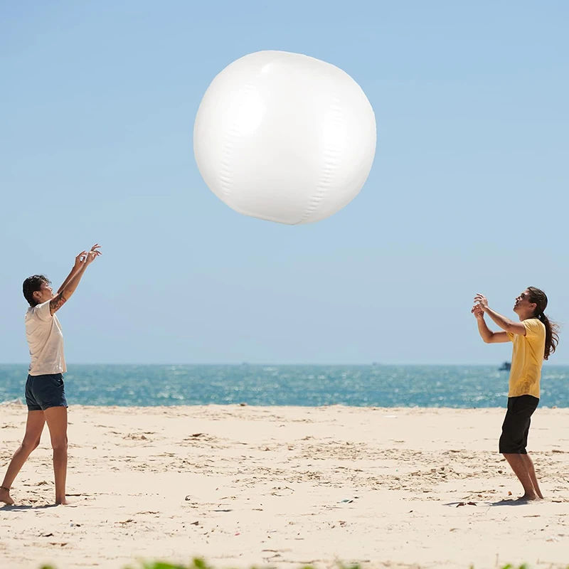 Bola de praia gigante branca para crianças, bola inflável para jogos aquáticos, feriado de verão havaiano, brinquedos tropicais, 5 pés, 60 polegadas