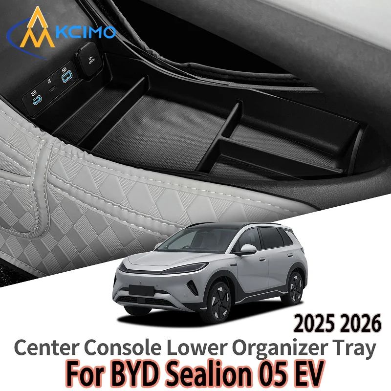 

Lower Center Console Storage Box for BYD Sealion 05 EV 2025-2026, Black TPE Anti-Slip Car Organizer Tray Tidying Accessories