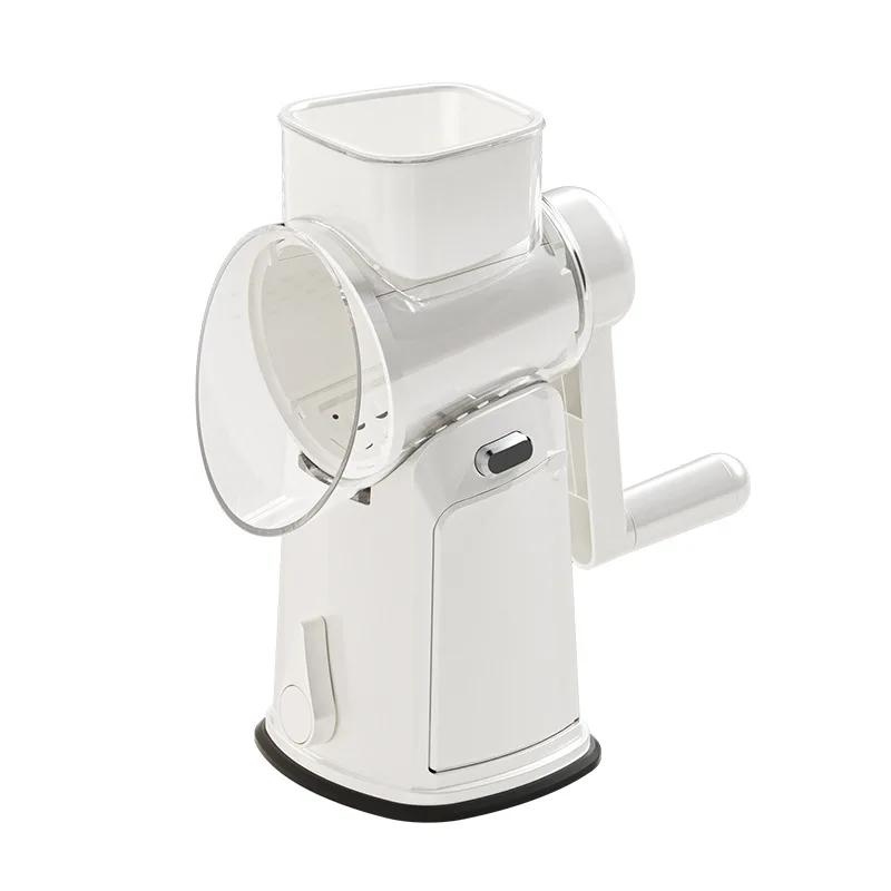 Multifunctional Manual Rotary Cheese & Veggie Slicer, 3-in-1 Hand Crank Vegetable Shredder Grater with Stable Suction Base
