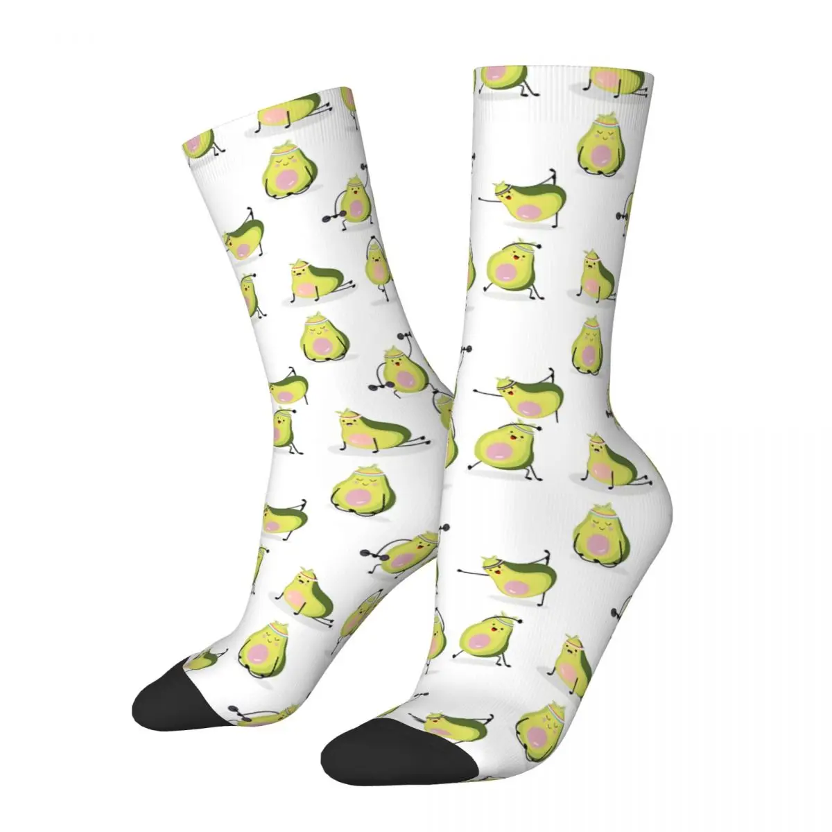 Hip Hop Vintage Yoga Poses Crazy Men's compression Socks Unisex Avocado Yoga Harajuku Pattern Printed Funny Novelty Crew Sock