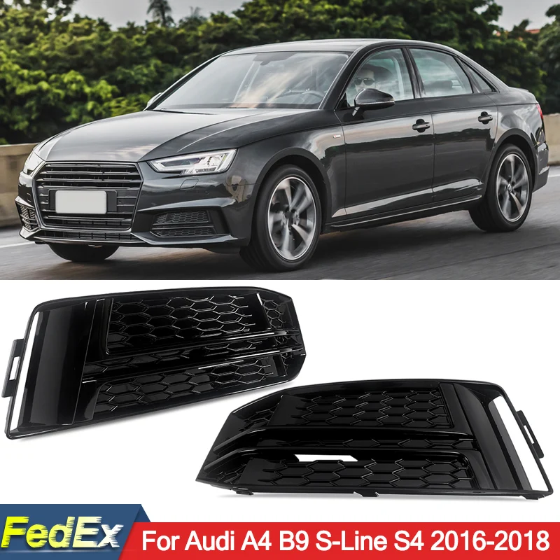 

Для Audi A4 B9 S-line/S4 B9 2016-18 глянцевая черная противотуманная фара гриль сотовая крышка