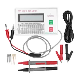 New ESR DCR Capacitor Tester Test In Circuit Capacitance Meter LCD Display ESR Meter with Test Leads Clip Battery Circuit Tester