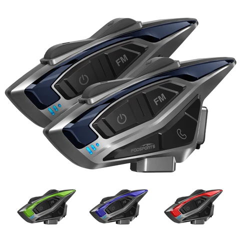 2 шт. Fodsports T6 мотоциклетный домофон Bluetooth-гарнитура для шлема, BT-переговорник, 1000M, BT5.4.