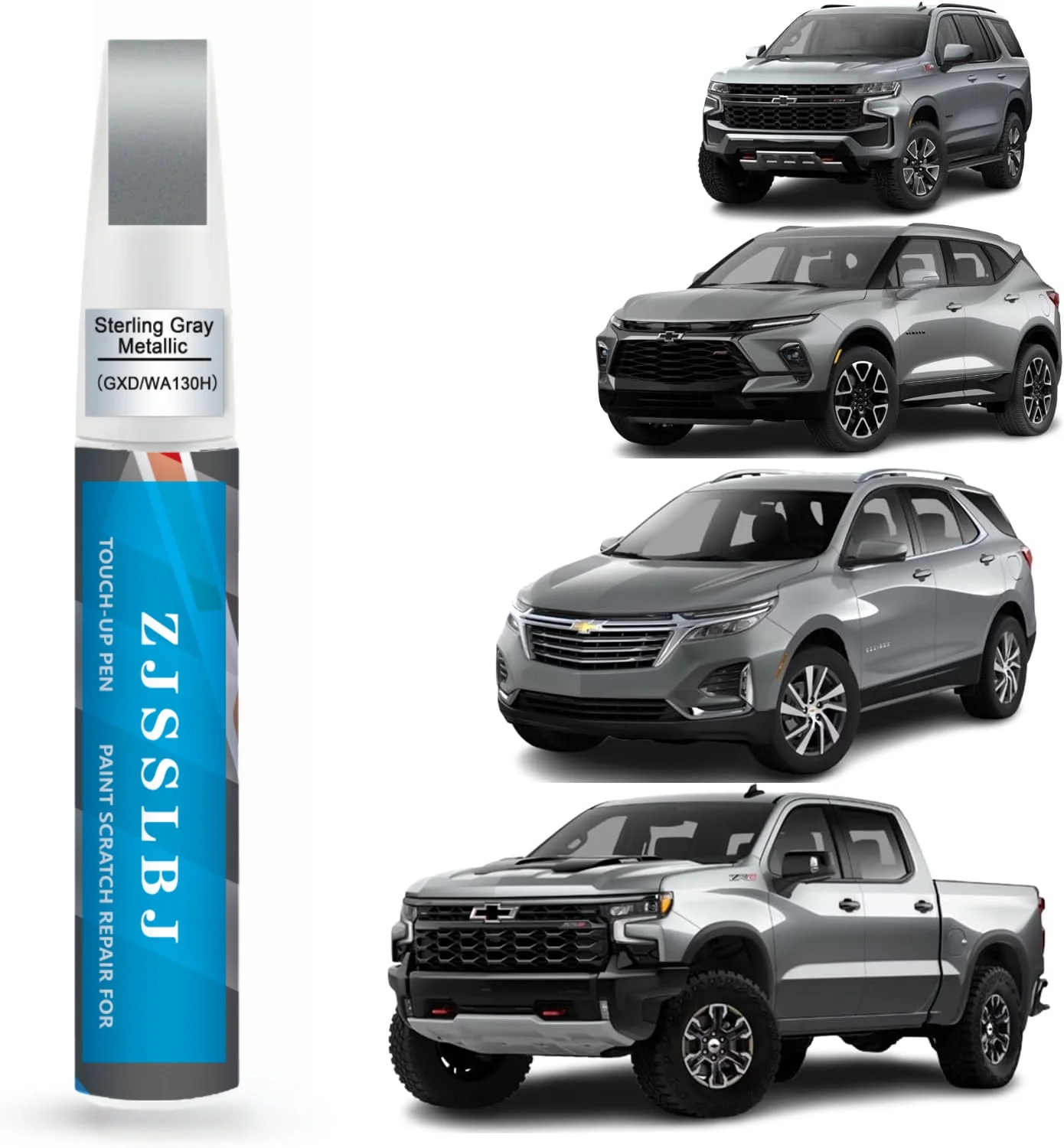 Car Touch Up Paint(Sterling Gray Metallic(GXD/WA130H)) for Chevrolet, Car Paint Scratch Repair Kit, Quick & Easy Solution to Rep