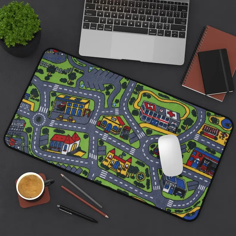 City Carpet Nostalgia Mousepad 90s 2000s Nostalgia Mouse Pad Gaming Desk Mat 400x900MM Keyboard Mats Office Decor Anti-Slip Rug