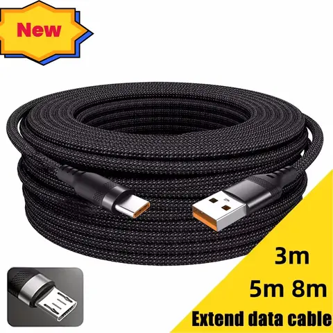 Extended 5-Meter Type-C USB Android Micro USB Super- Charging Cable For Xiaomi Huawei Vivo Oppo And Leeco Phone Data Cable