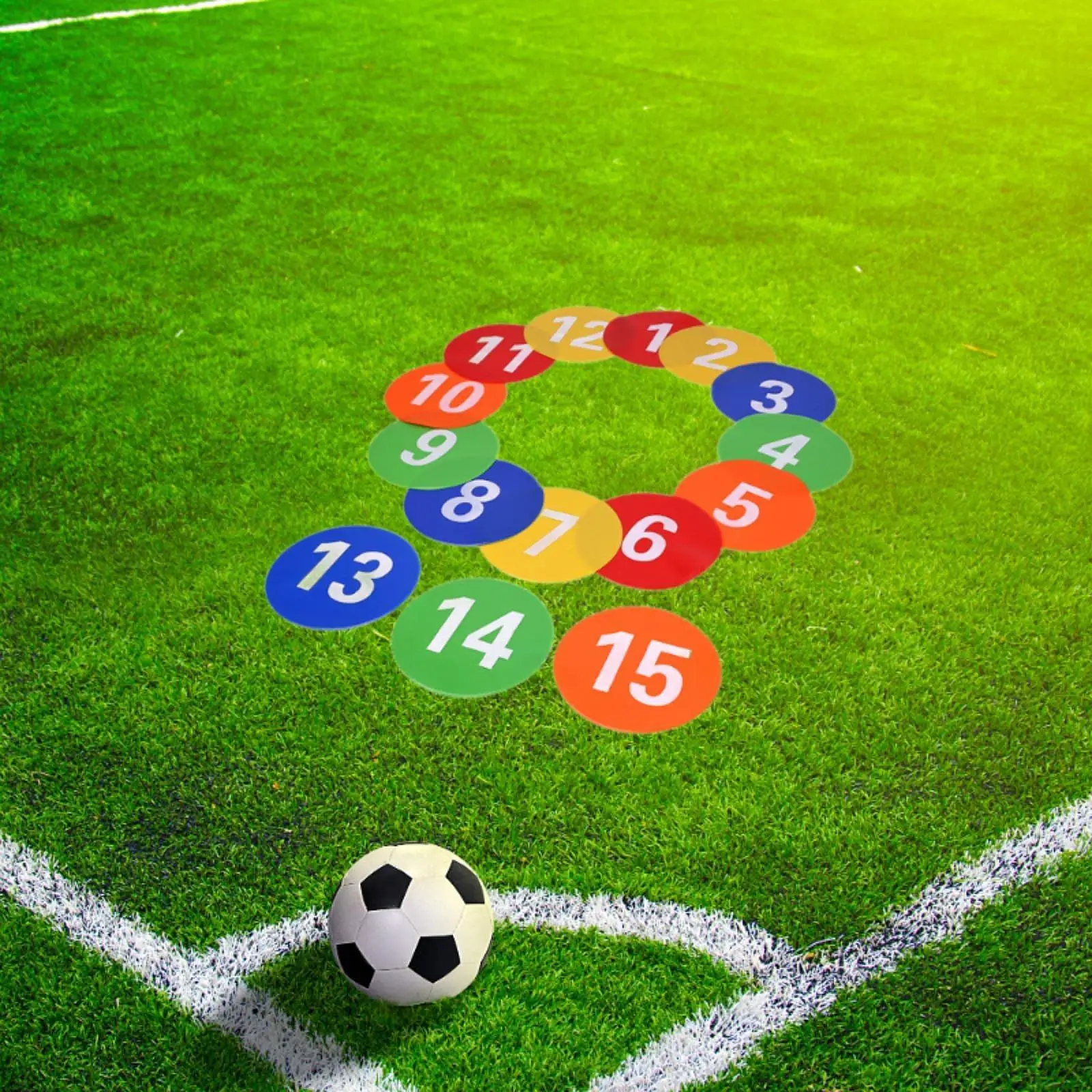 

15Pcs Numbered Floor Spot Markers Floor Dots for Court Exercises Football