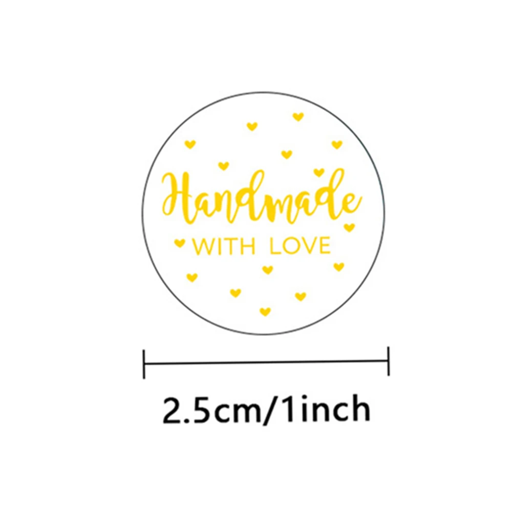 100-500pcs 1Inch Golden Handmade with Love Label Stickers for Gift Card Box Package Party Wrapping Baking Food Small Business