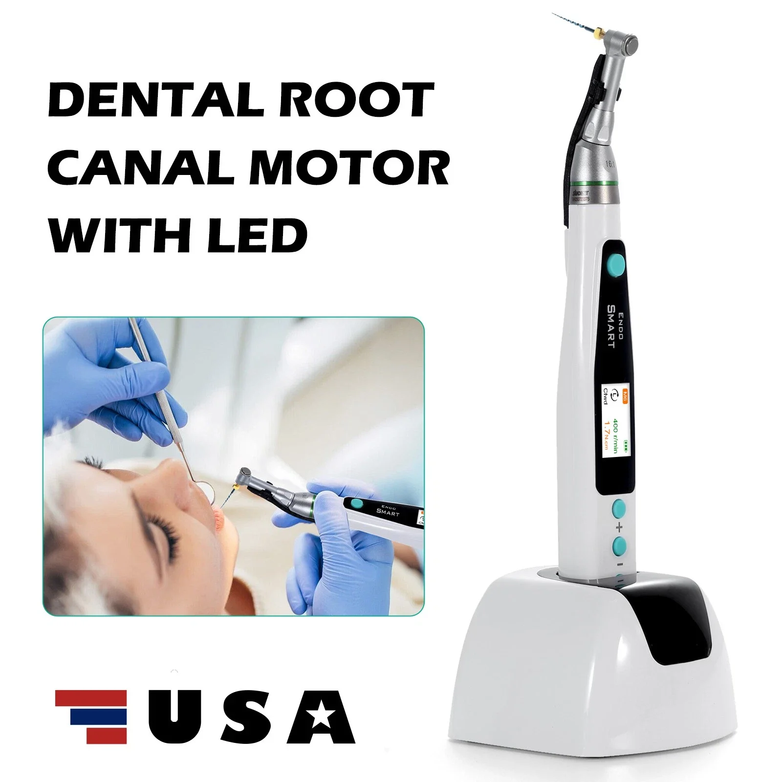 محرك إندو LED لاسلكي للأسنان 16:1 زاوية كونترا 9 برنامج اللبية/6 قطعة ملفات نيتي لقناة الجذر الدوارة 25 مللي متر #4