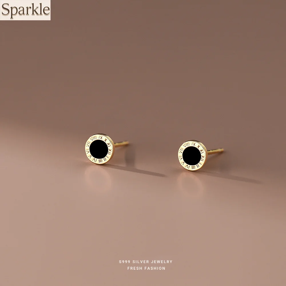 

Roman Numeral Stud Earrings for Women 925 Silver Needle Simple Charm Trendy Girls Jewelry Gifts Ear Accessories Office Casual