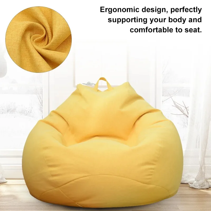 NEW Large Small Lazy Sofas Cover Chairs without Filler Linen Cloth Lounger Seat Bean Bag Pouf Puff Couch Tatami Living Room