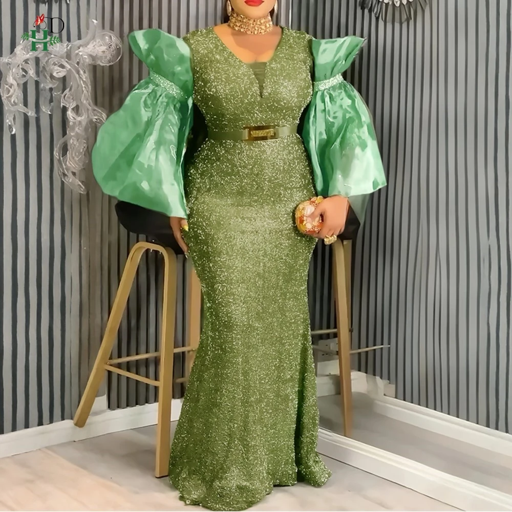 Abiti da sera di lusso 2025 Abiti da festa eleganti da sera da donna Abito festivo Natale Matrimonio Abito da sera verde Taglie forti