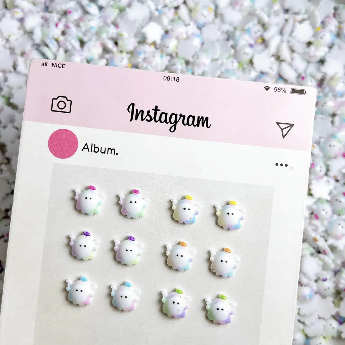 Abalorios para uñas de Ángel pequeño de colores con bonitos dibujos de resina 3D, piezas de decoración para uñas mixtas de Ángel regordete, suministros para manicura DIY