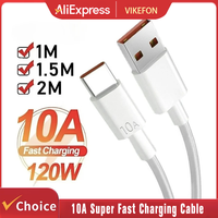 Universal 120W USB Type-C Cable 10A Super Fast Charging Cable 1M/1.5M/2M For Xiaomi Smasung S24 S23 Huawei P70 Honor Data Cord