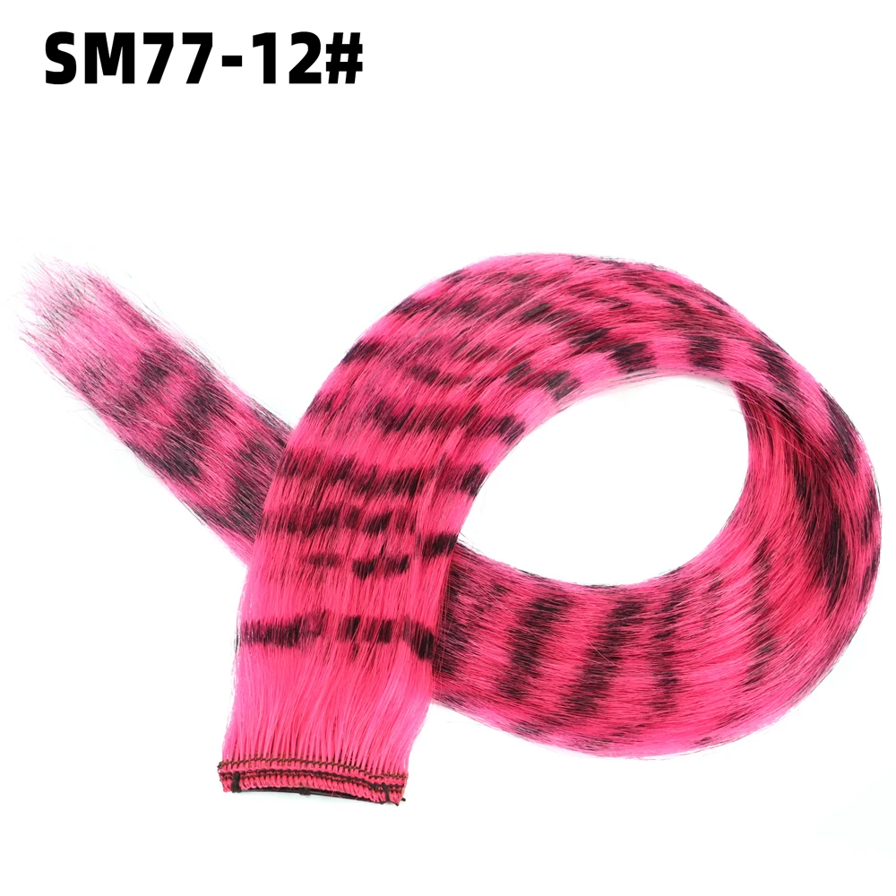 3pcs/set Stripe Printed Hair Colorful Long Straight Hair Pieces Synthetic Clip-in Hair Extensions for Daily Use Party Halloween