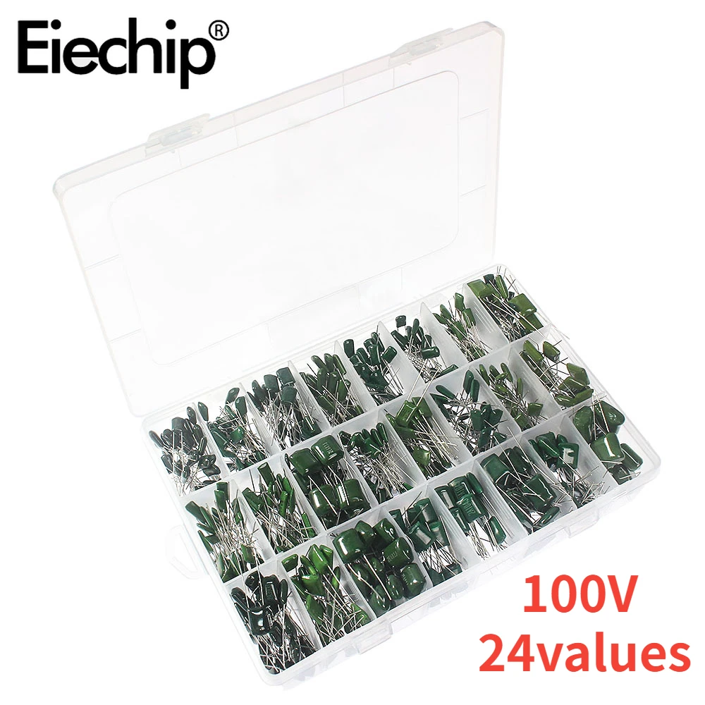 660pcs Capacitor Set 2A221~2A474 Polyester Polypropylene Film Capacitor assortment kit 24 Values 2A331 2A471 2A561 2A681 2A102