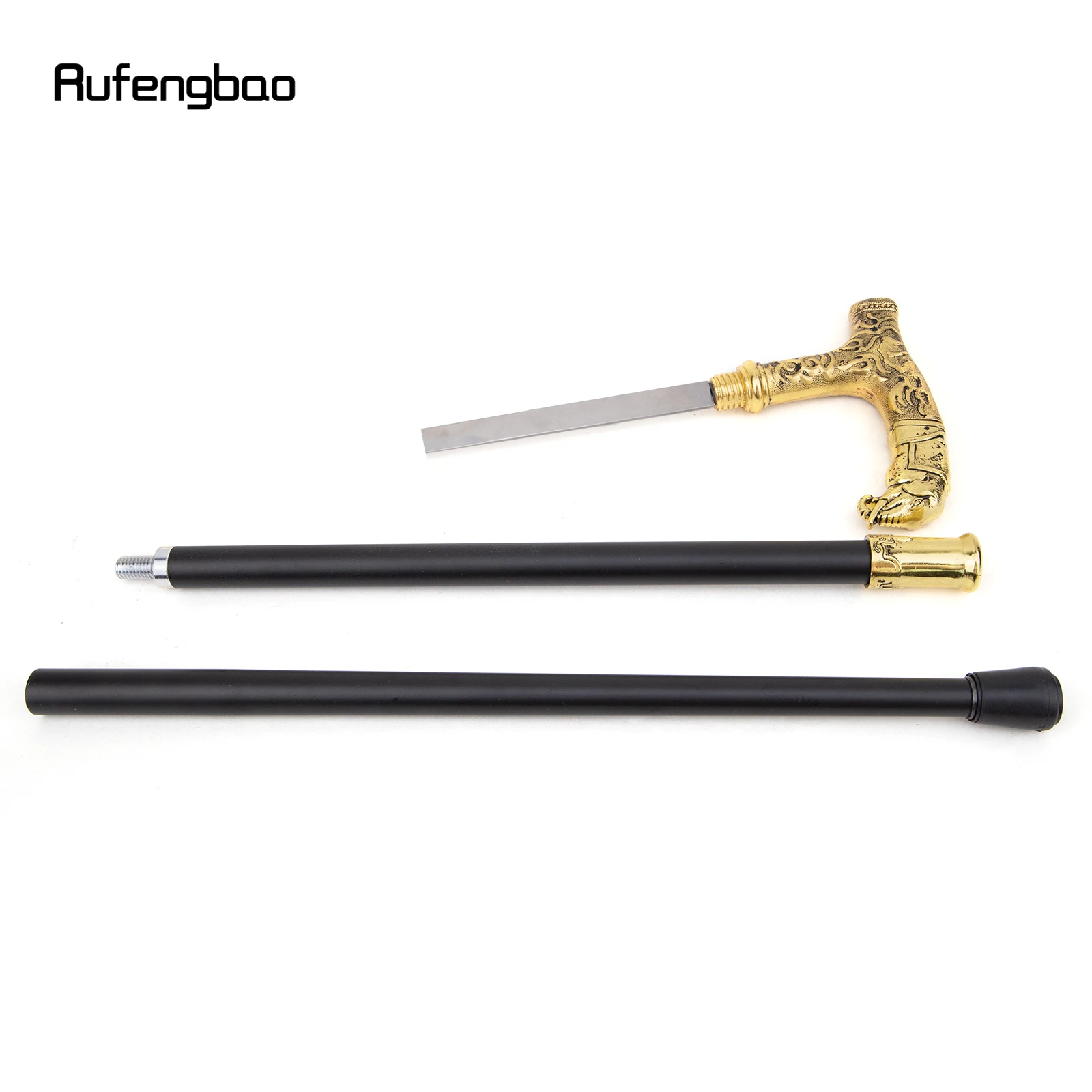 Golden Elephant Handle Luxury Walking Stick with Hidden Plate Self Defense Fashion Cane Plate Cosplay Crosier Stick 90cm