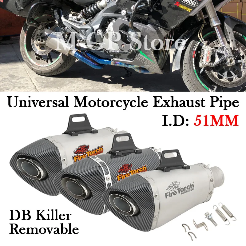 

Universal Motorcycle Exhaust Pipe Modify 51MM Escape Moto Stainless Steel Muffler For KTM DUKE 125 390 CBR500 GSX-R1000 BK750 R6