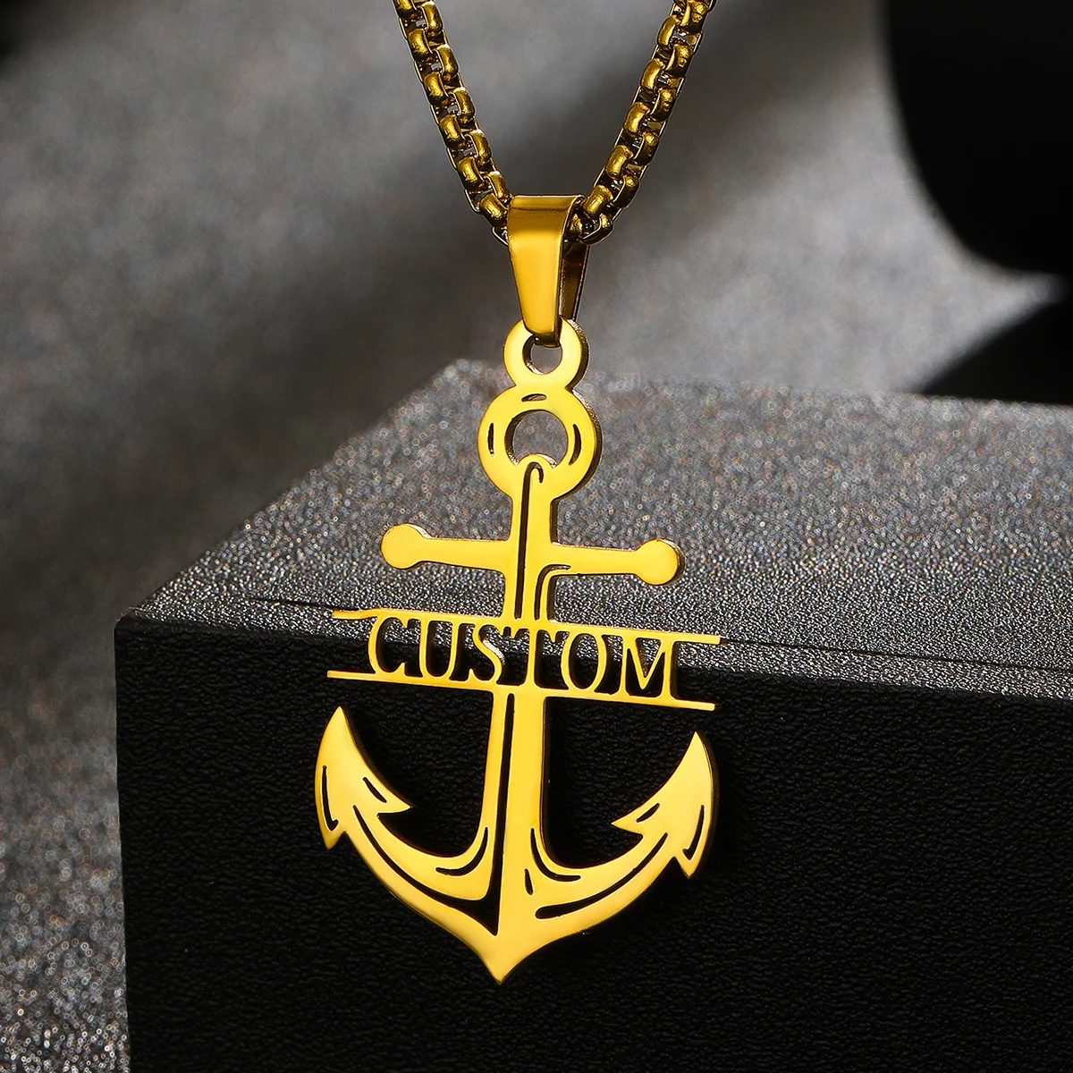 Customized Name Anchor Necklace Women Stainless Steel Jewelry Personalised Nameplate Pendant Boat Men Necklace Christmas Gift