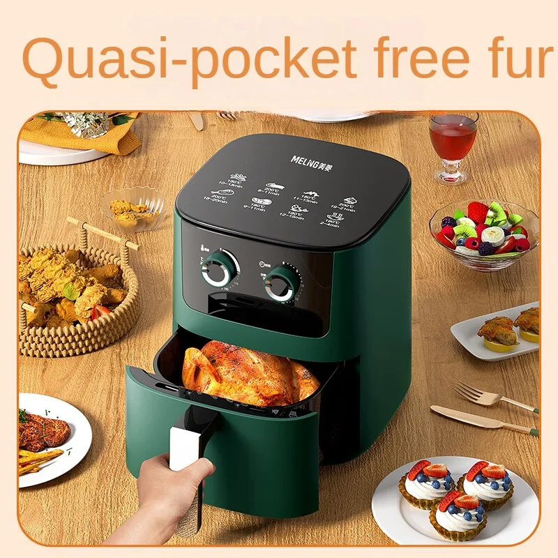 Air Fryer 6L Household Timed Smoke Free Electric Fryer Does Not Stick To Low-fat Frying Pan French Fries Machine Double Knob