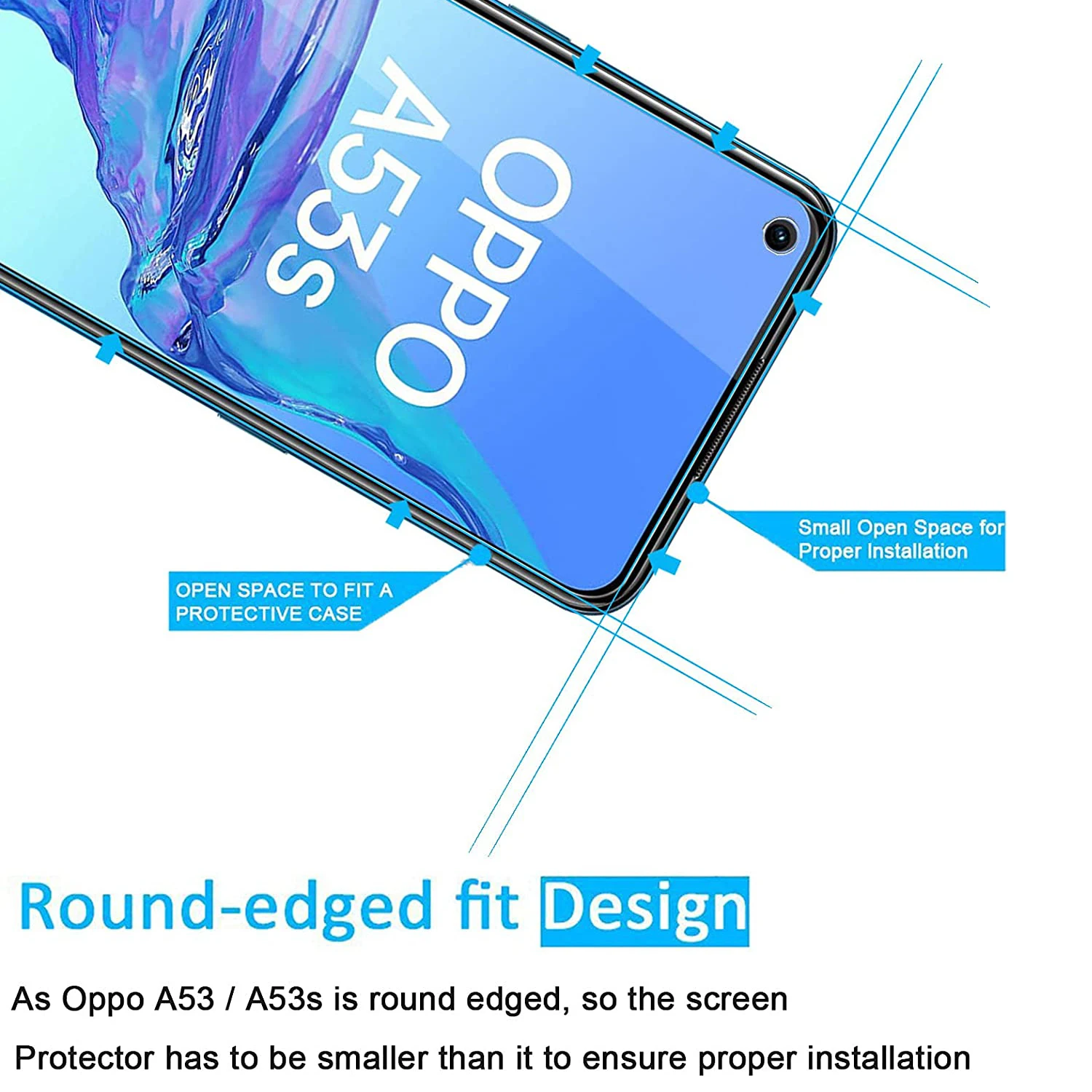 9H Screen Protector Glass For OPPO A53 A53s 5G A54S A55 A58 A57S 2/4Pcs HD Tempered Glass Film