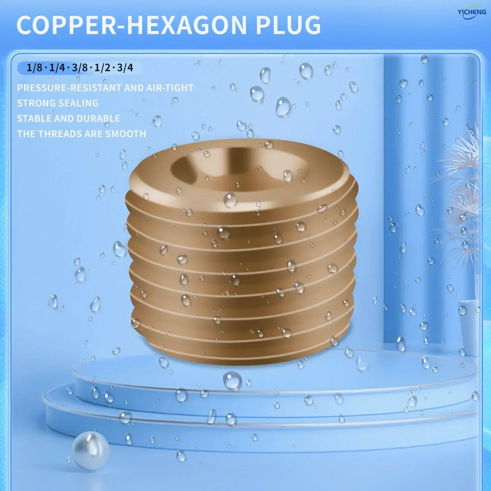 10 قطع تركيب الأنابيب النحاسية، قابس غرق العداد السداسي، أنبوب ذكر 3/4 بوصة