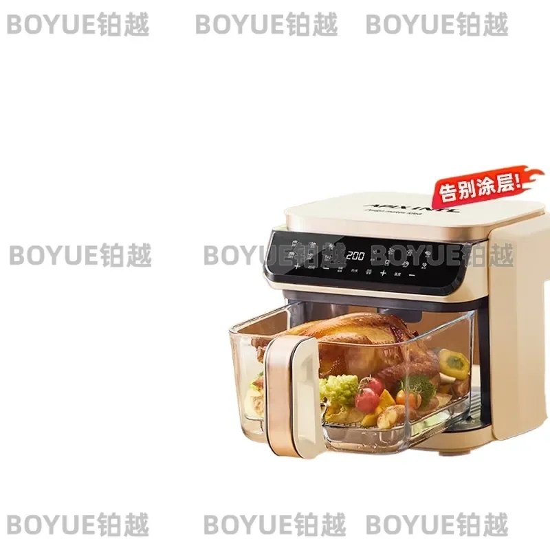 6L Large Capacity Air Fryer Oven with Transparent Glass Window Non Stick Liner Healthy Oil Free Cooking Electric Kitchen