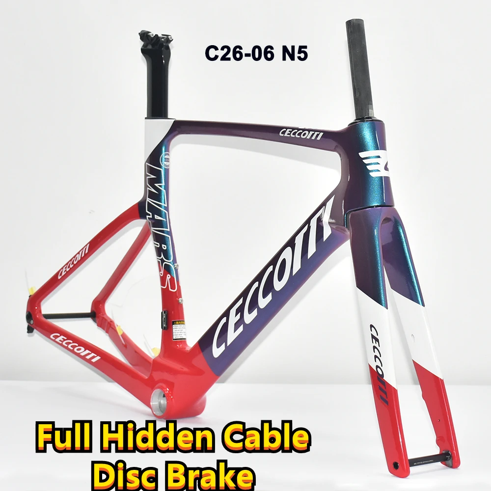 Carbon Road Bicycle Frame, Internal Full Hidden Cable Line, Disc Brake, Racing T47, Bottom Bracket, Chameleon Painted, 2024