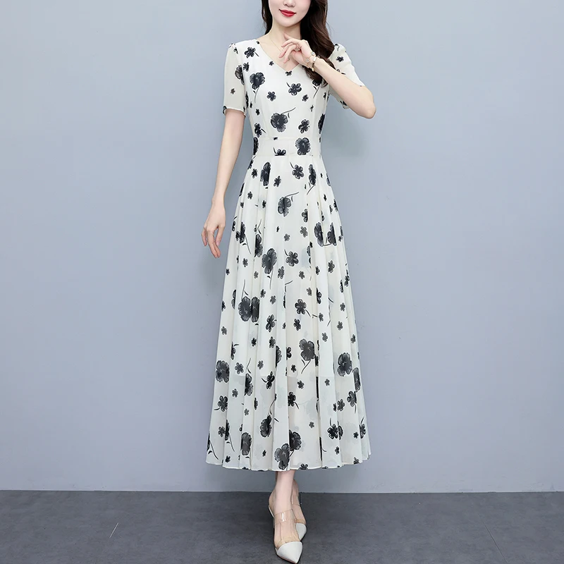 2025 Vintage Print Bodycon Night Midi Dress Luxury Party Elegant Prom Long Dress Women Casual Chiffon Floral Boho Beach Sundress