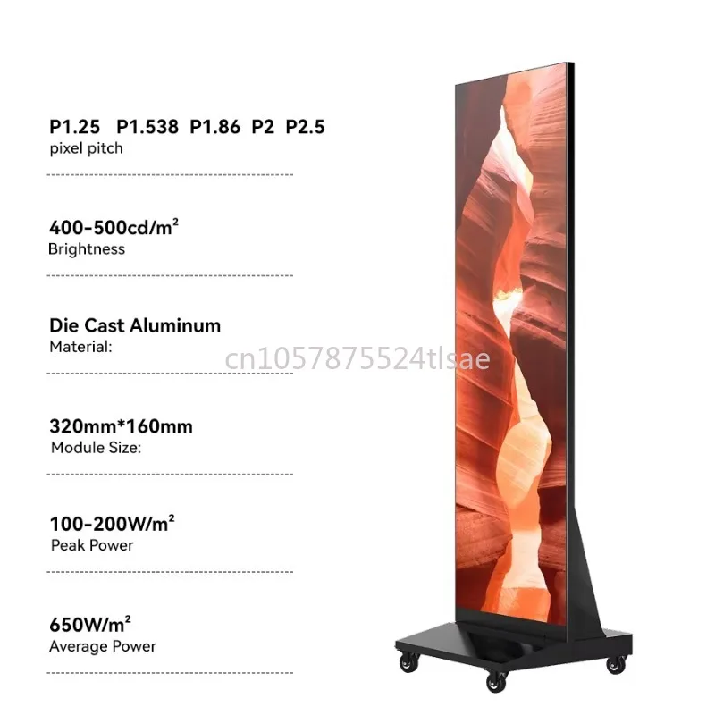 P2.5 LED Display Panel Floor Standing Vertical LED Signage for Poster Bracket for Advertising Signage and Poster Display