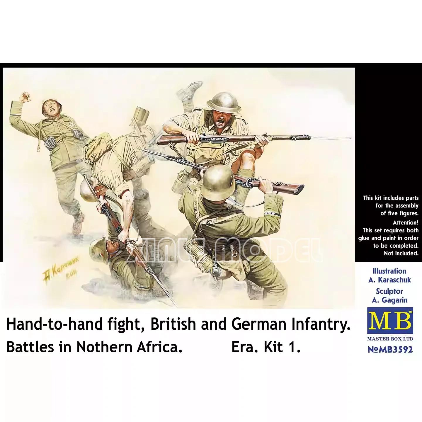 

Master Box Plastic Assembled Model Kit MB3592 Hand-to-hand fighting, British and German infantry. 1/35