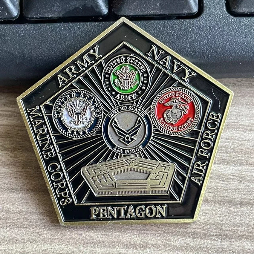 عملة تذكارية بخمسة جيش وخمس زوايا، عملات تذكارية للتحدي العسكري، مصنوعات معدنية للولايات المتحدة