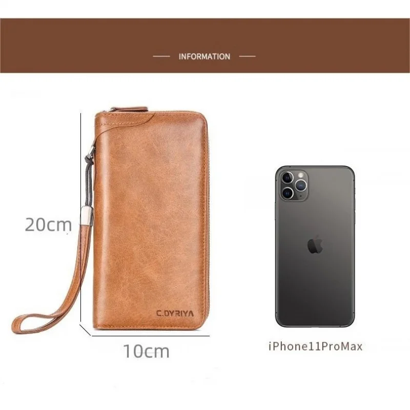 Men's Long Zipper Wallet High Quality Pu RFID Blocking Business Purse Moneybag Clutch Bag Card Holder