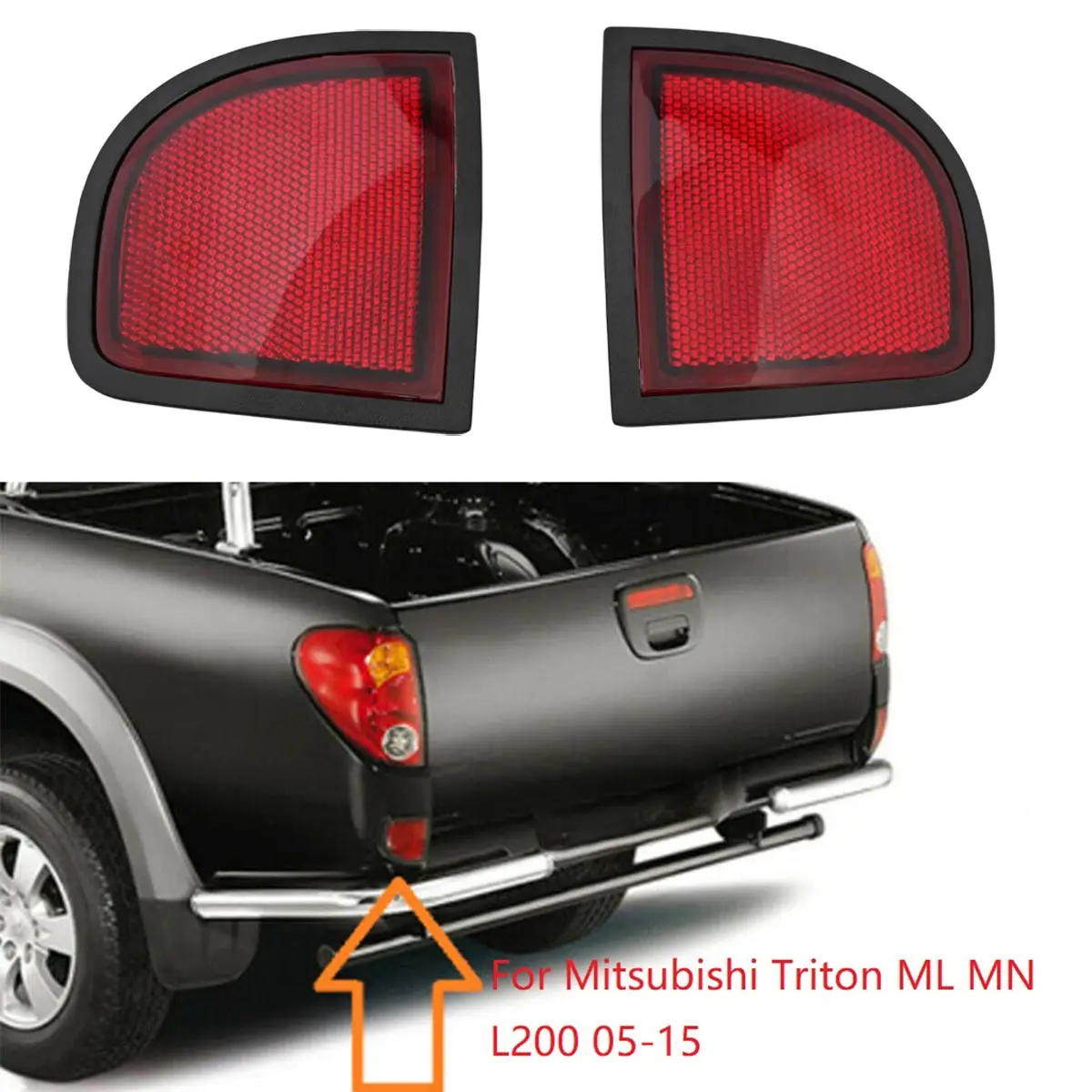 

Rear Bumper Reflector Light No Bulb Turn Signal Brake Warning Lamp For Mitsubishi Triton ML MN L200 2005-2015 8355A015 8355A016