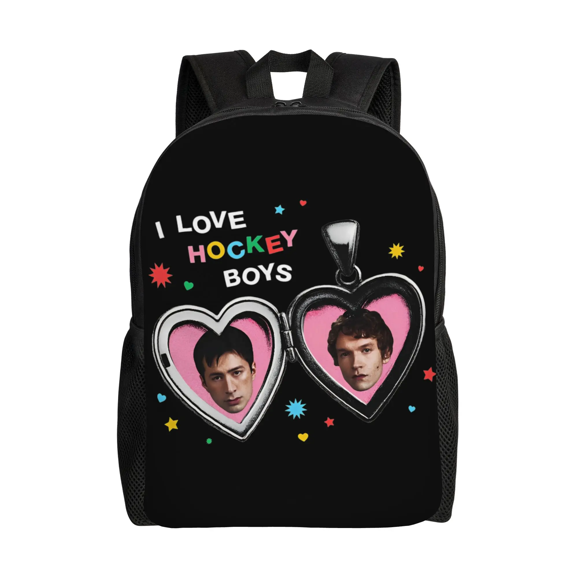 

I Love Hockey Boys Backpack for Men Women Casual High School Business Daypack Heated Rivalry College Shoulder Bag Outdoor