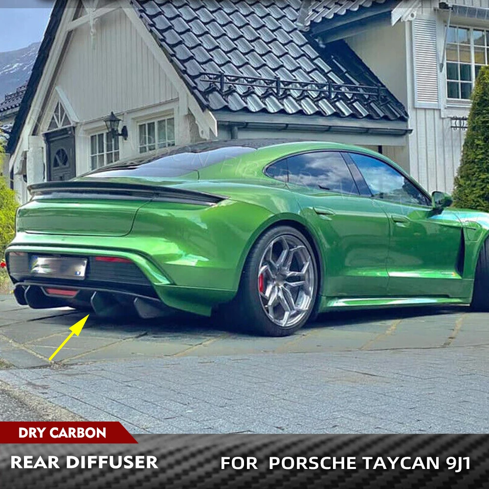 

Car Rear Bumper Diffuser Lip for Porsche Taycan Base Sedan 2019-2022 Dry Carbon Fiber Car Rear Bumper Spoiler Racing Body Kits
