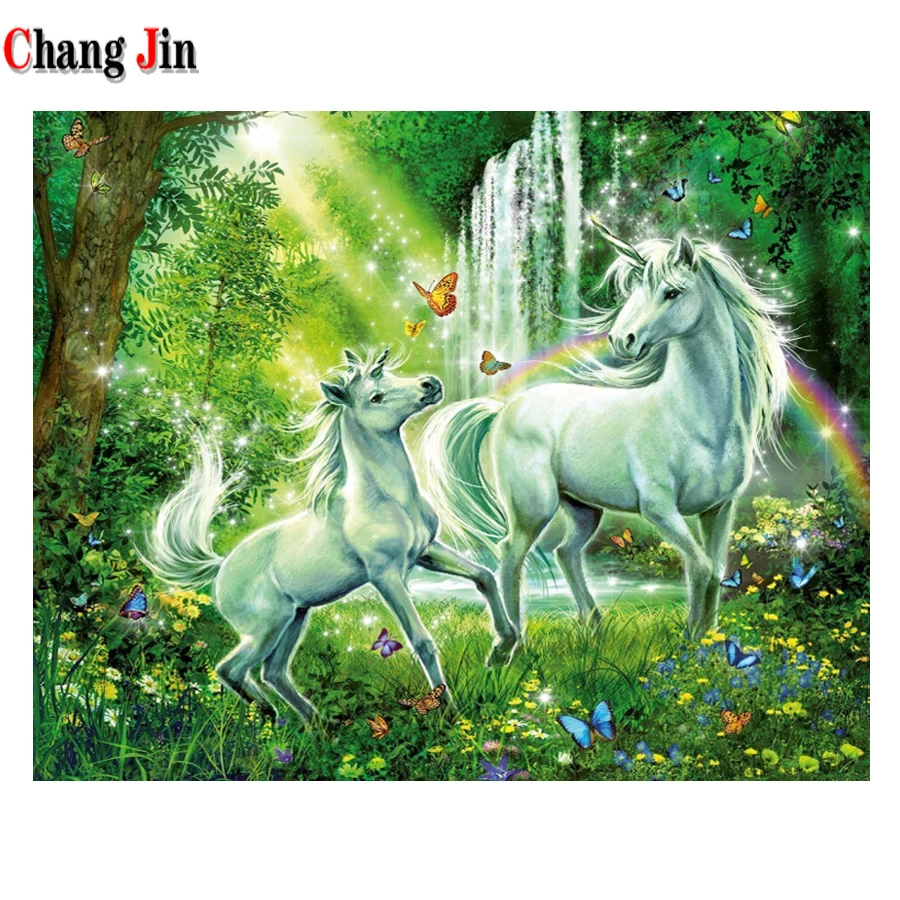 5D DIY Diamond Embroidery Unicorn Forest landscape Rhinestone Pictures Mosaic Cross Stitch Diamond Painting Home Decor