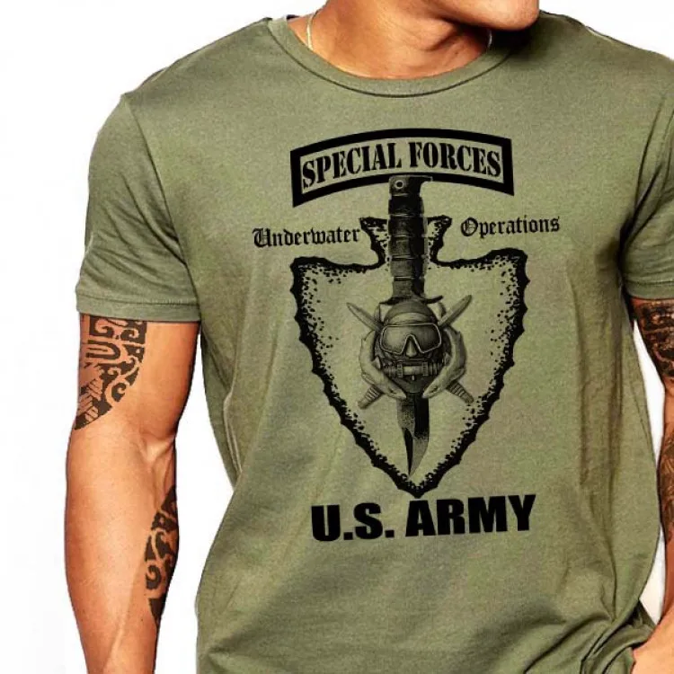 US Army Special Forces Scuba Badge Underwater Operations Military T-Shirt 100% Cotton O-Neck Short Sleeve Casual Mens T-shirt