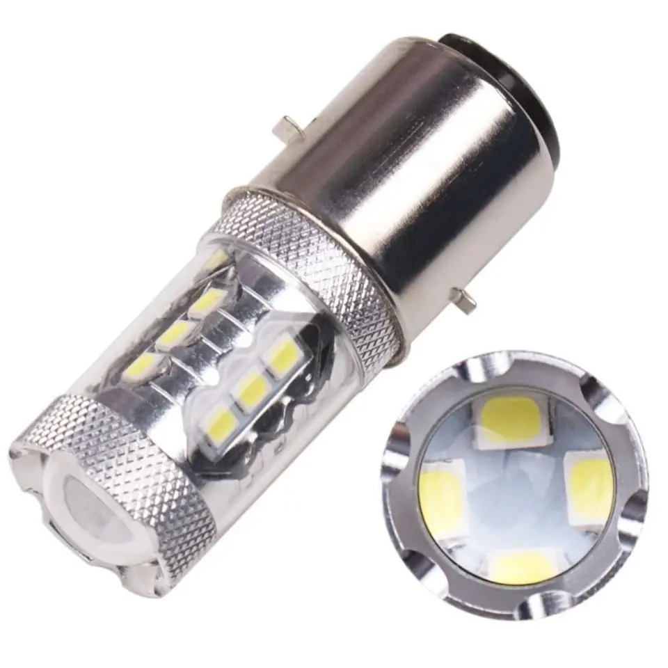 Motorcycle Front headlights LED Headlight H6 Double Claw BA20D 80w 16LED Electric Car Light LED Strong Light 12V-24V White Light