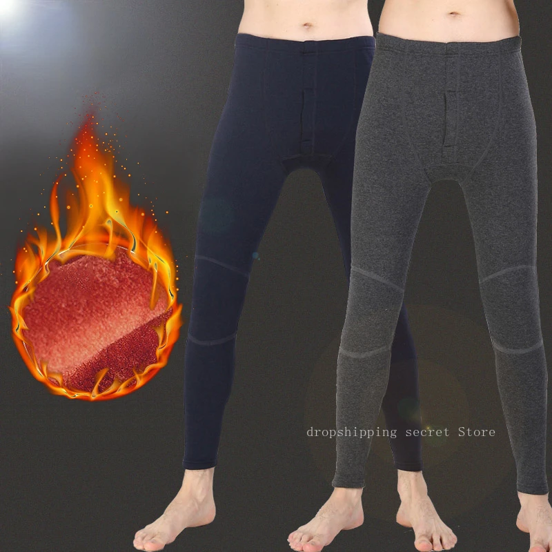 Men's Warm Pants Autumn and Winter Season Plus Velvet Thickened Double Knee Pads Leggings Cotton Pants Trousers  mens underwear