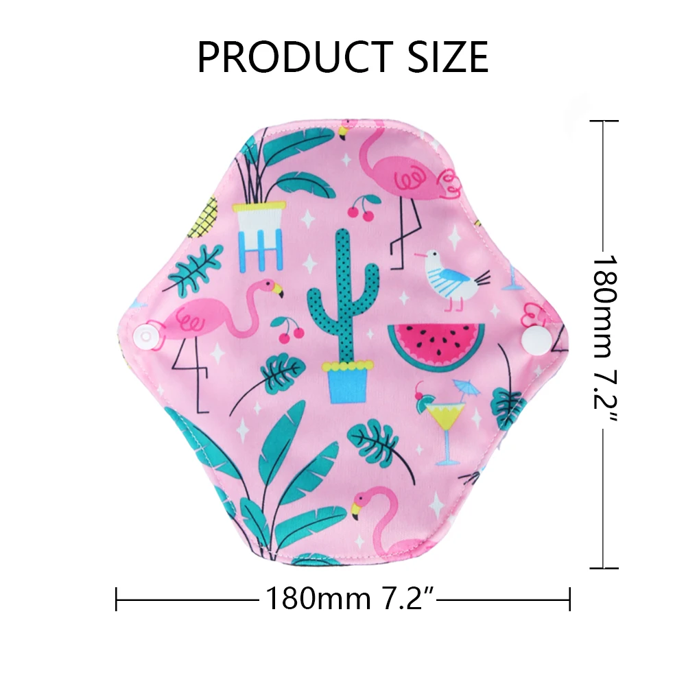 [AIO] Washable Waterproof PUL Print Sanitary Napkin Heavy Flow Reusable Menstrual Pad Polar Fleece Feminine Hygiene Panty Liner