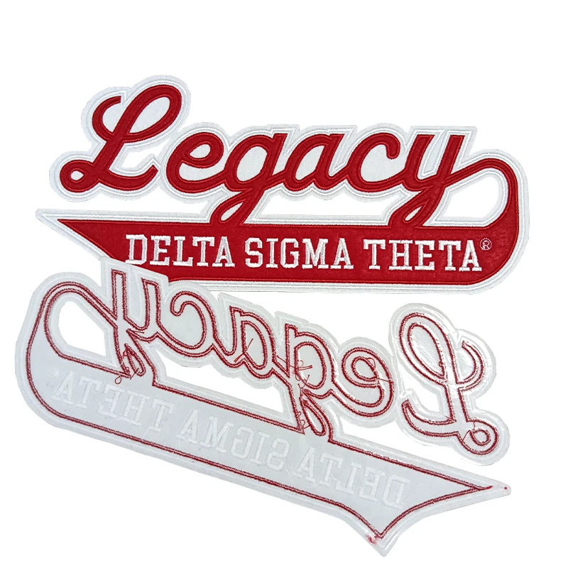 Iron On Sorority Patches Custom Felt Embroidery Red And White DST SOROR Legacy Delta Sigma Theta Patches For Clothing