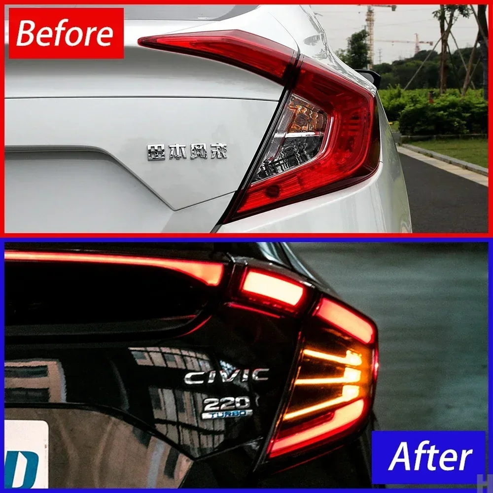 مجموعة المصابيح الخلفية للسيارات لهوندا سيفيك X 10th FC FK7 FK8 2016-2021 ترقية السيارة LED الديناميكية من خلال ملحقات الضوء الخلفي