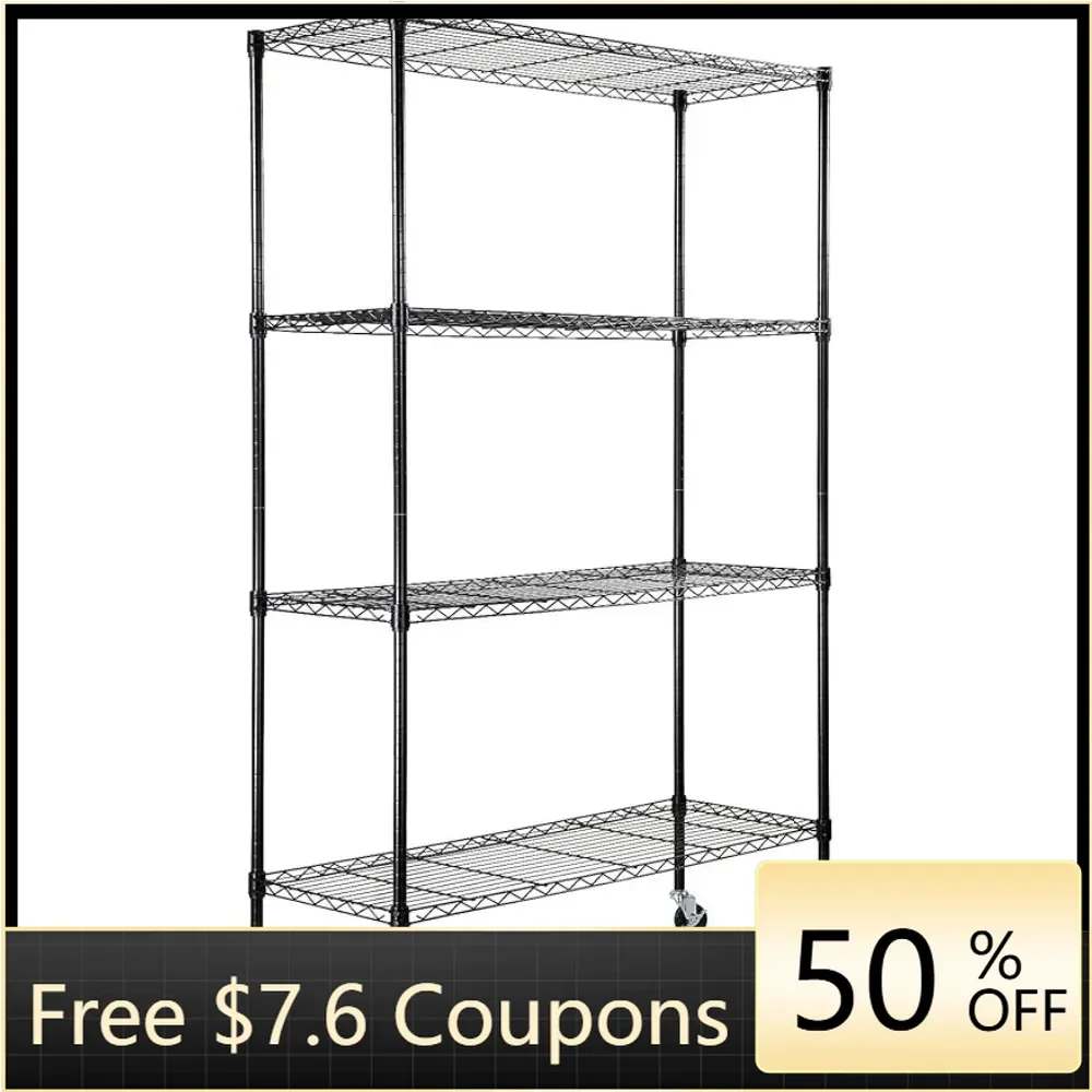 

4-Tier Adjustable Kitchen Accessories Storage Shelving Unit With Wheels Shelf & Organization Home Freight Free