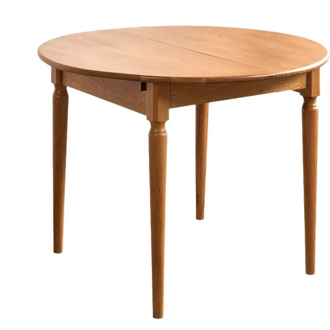Factory Direct 2026 Black Walnut Modern Minimalist North American Cherry Wood Telescopic Dining Table Folding Round Pullout Tabl