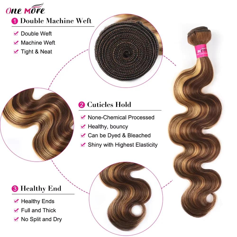 4 27 Highlight Body Wave Bundles Ombre Honey Brown Colored Human Hair Extensions Brown Highlight Brazilian Hair Weave Bundles